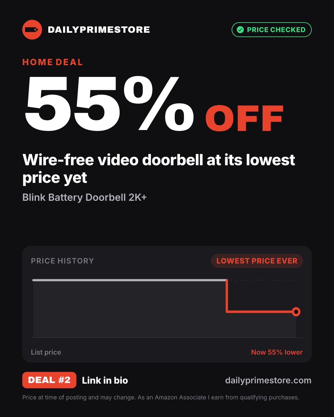 55% off: Blink Battery Doorbell 2K+