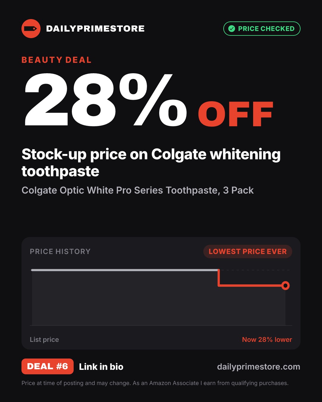 28% off: Colgate Optic White Pro Series Toothpaste, 3 Pack